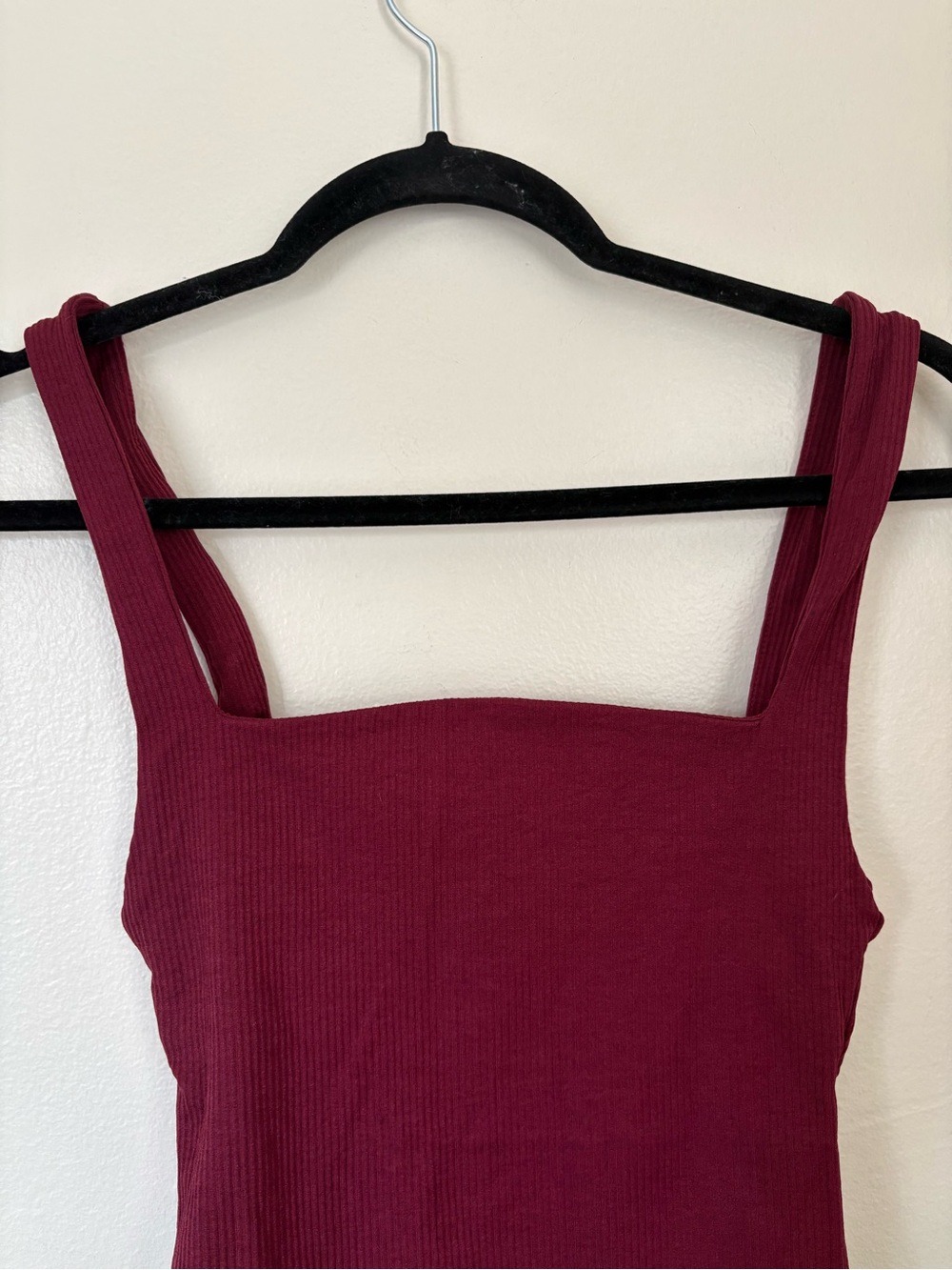 Zara Burgundy Ribbed Square Neck Bodysuit Size Medium - Picture 3 of 9